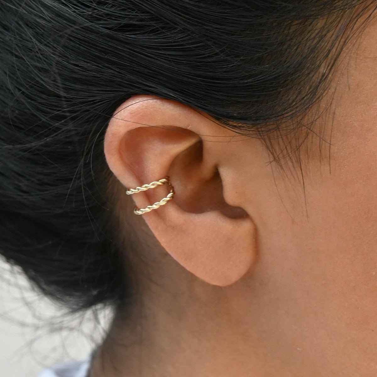 9ct Gold Twisted Double Ear Cuff