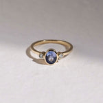 18ct Gold Three Stone Blue Sapphire Engagement Ring