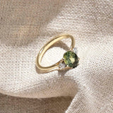 18ct Gold Three Stone Green Sapphire Wedfit Engagement Ring