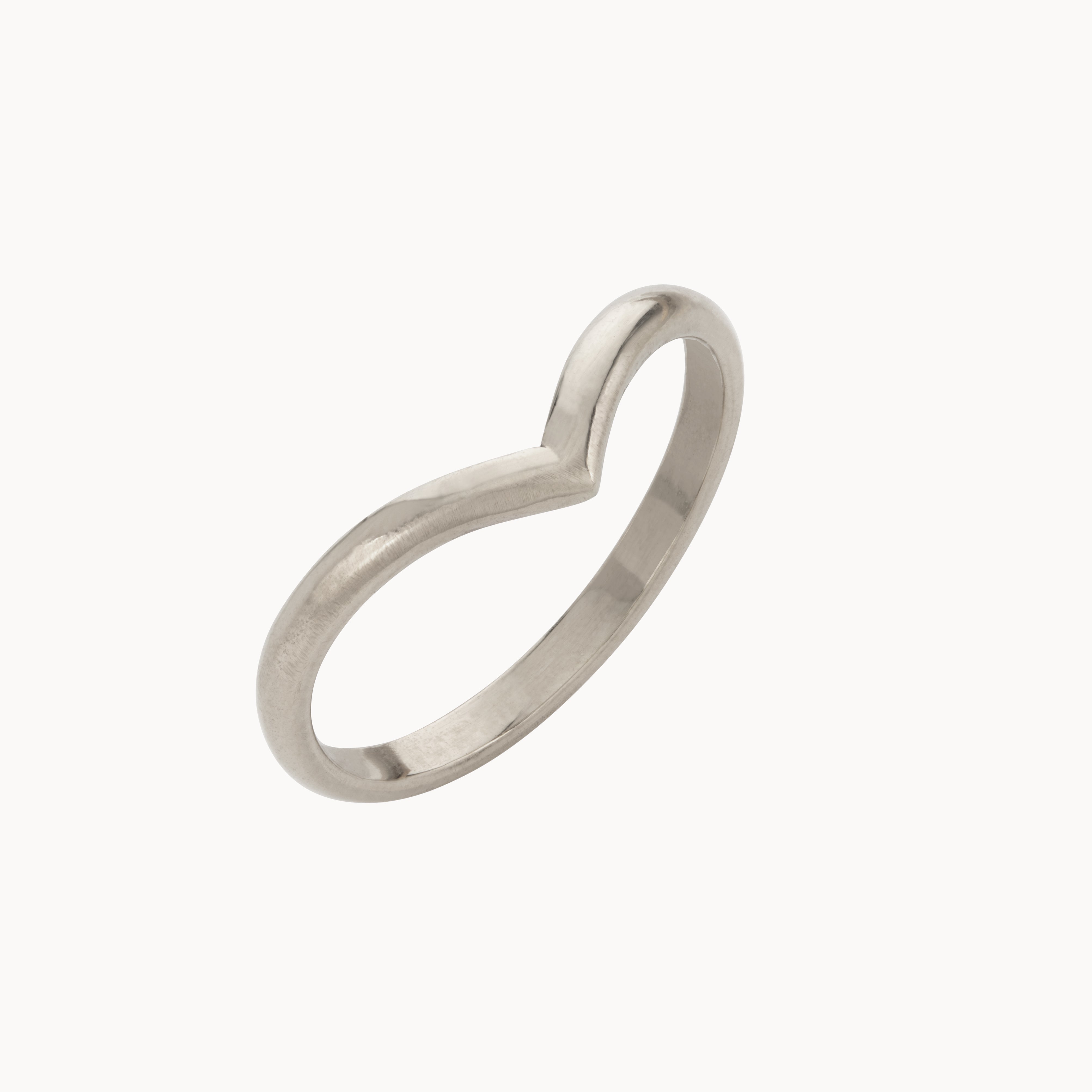 18ct White Gold Chevron Nesting Wedding Ring