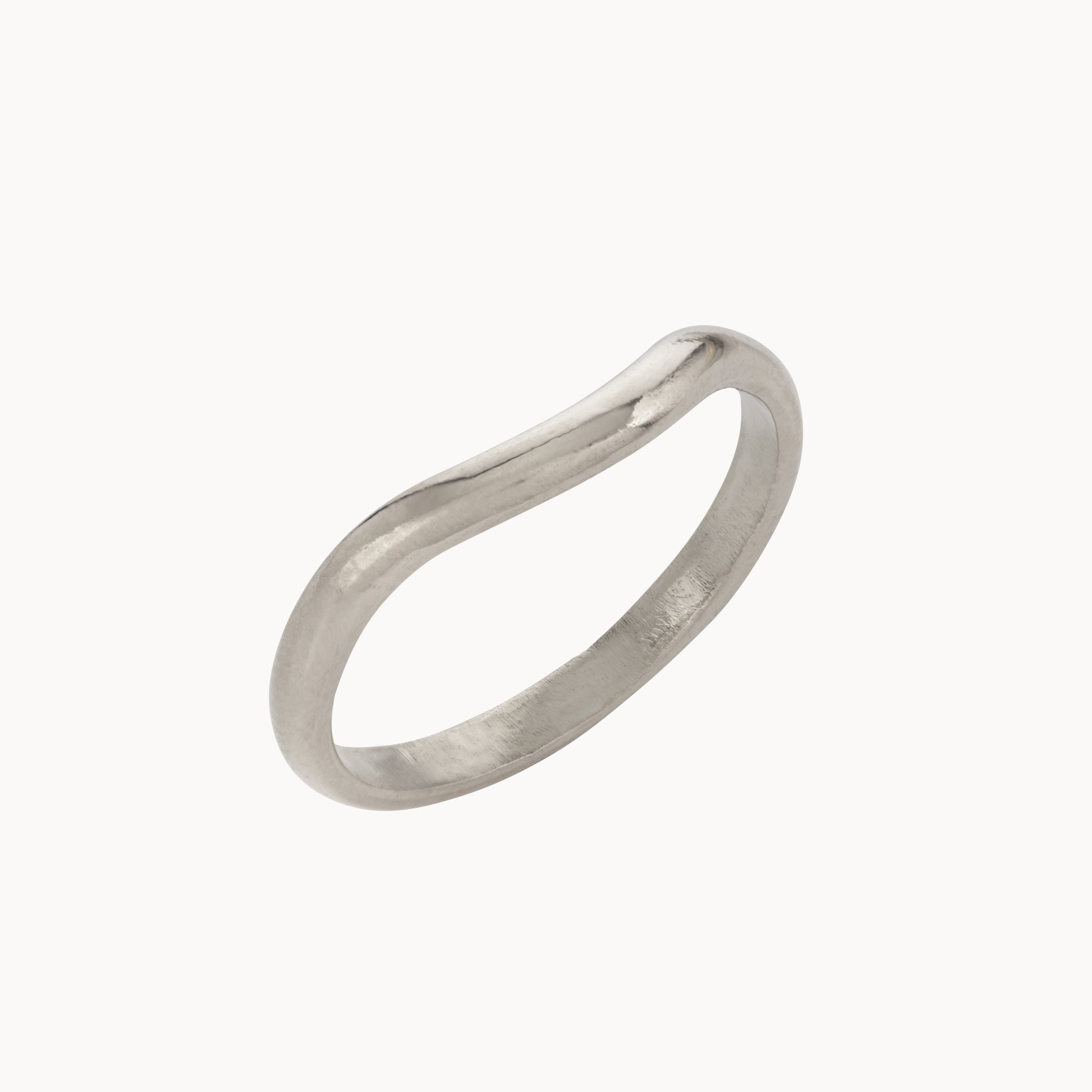 18ct White Gold Curved Nesting Wedding Ring