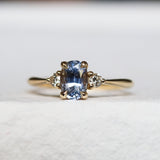 3 Stone Oval Blue Sapphire and Diamond