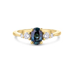 5 Stone Blue Sapphire Engagement Ring