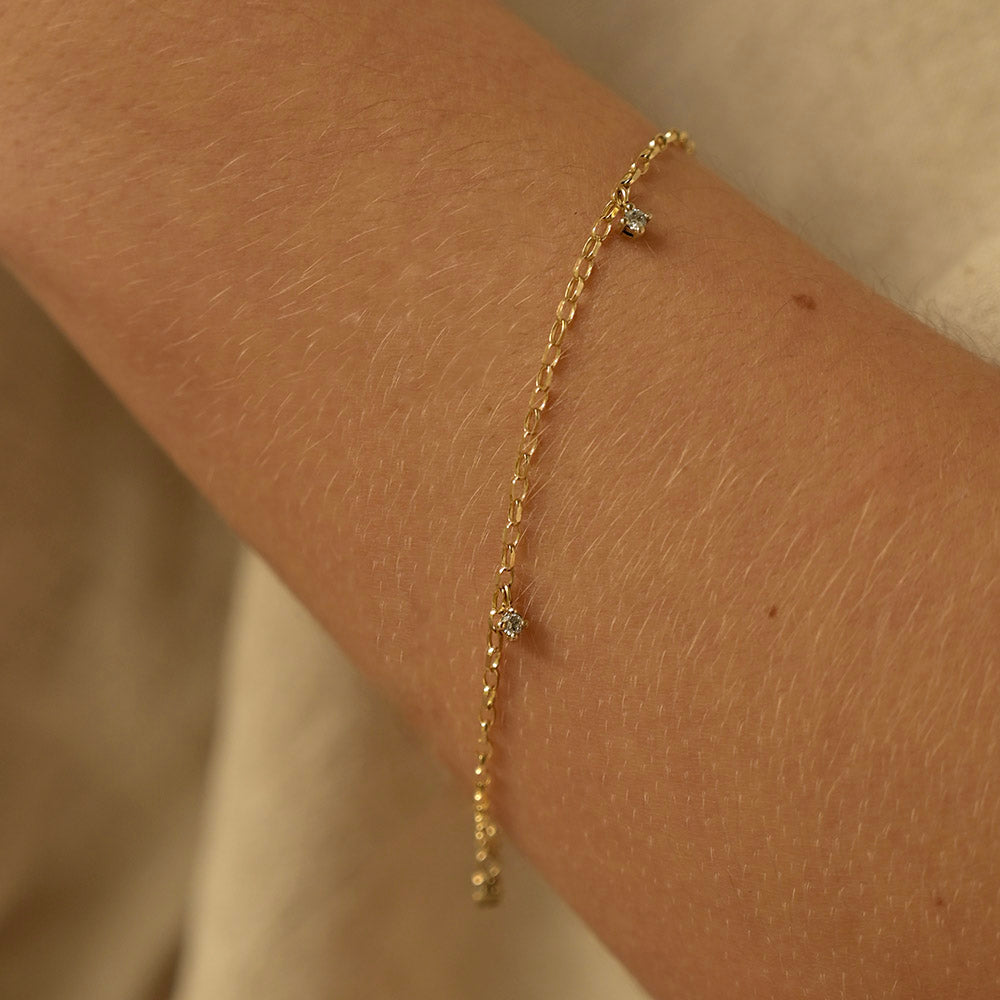 9ct Gold Delicate Diamond Drop Bracelet