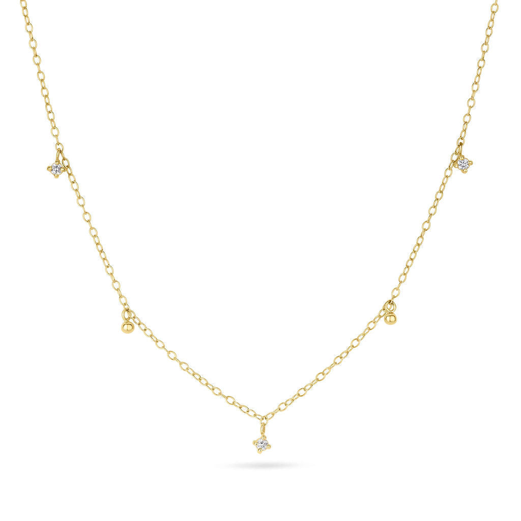 9ct Gold Delicate Diamond Drop Necklace