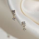 9ct Gold Double Diamond Drop Earrings