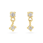 9ct Gold Double Diamond Drop Earrings