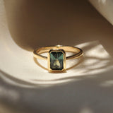 9ct Gold Emerald Cut Sapphire Solitaire Engagement Ring