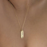 9ct Gold Goddess Aphrodite Rectangle Pendant Necklace