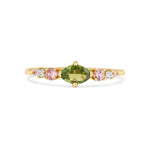 9ct Gold Green Tourmaline Marquise Delicate Engagement Ring