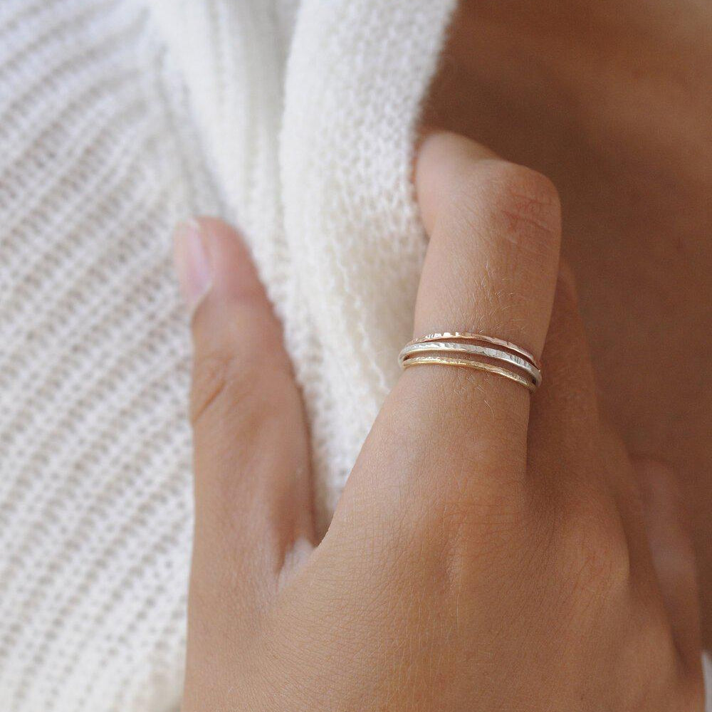 9ct Gold Hammered Stacking Ring