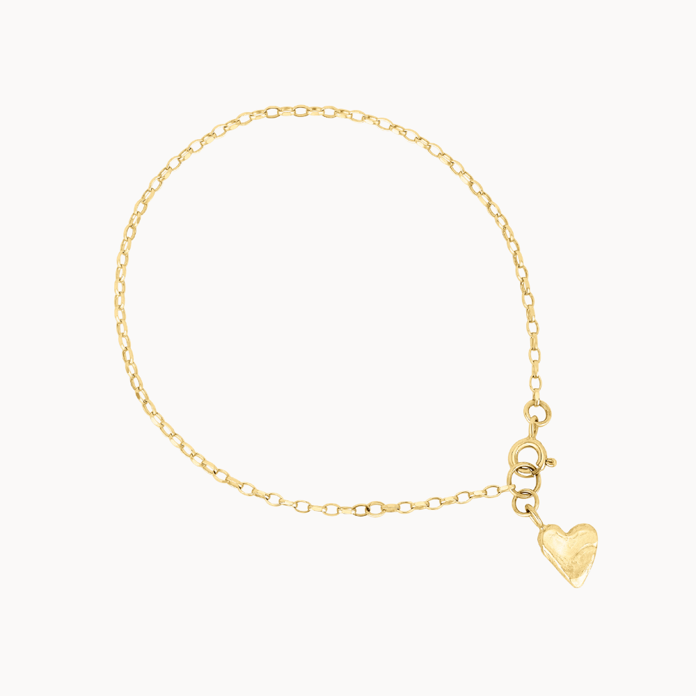 9ct Gold Handformed Heart Bracelet