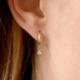 9ct Gold Huggie Hoops With Diamond Charm