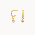 9ct Gold Huggie Hoops With Diamond Charm