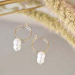 9ct Gold Pearl Hoops