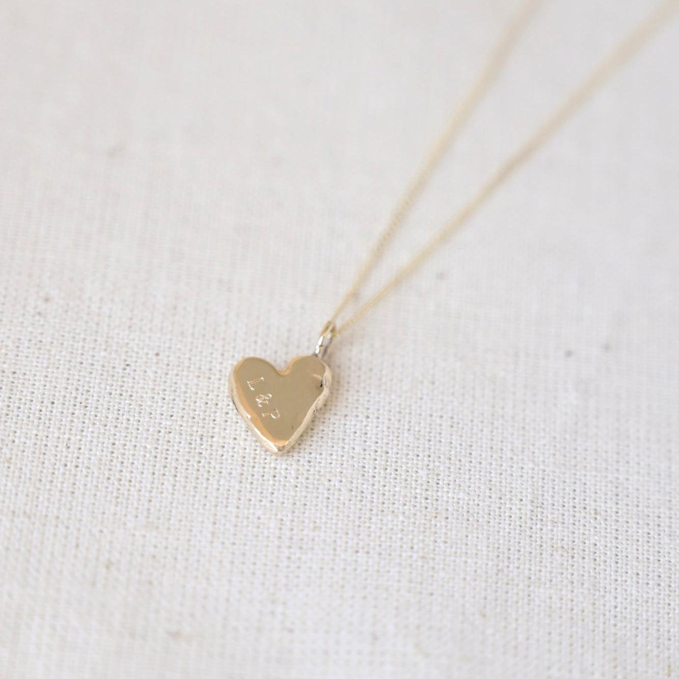 9ct Gold Personalised Handformed Heart Pendant Necklace