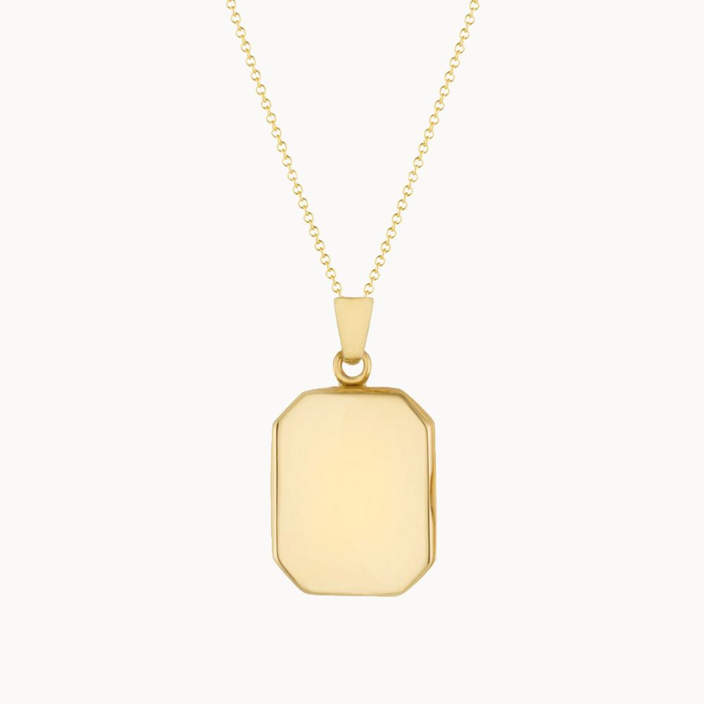 9ct Gold Personalised Rectangle Locket Necklace – Wild Fawn Jewellery