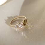 9ct Gold Pink and Green Asymmetric Cluster Engagement Ring