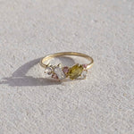 9ct Gold Pink and Green Asymmetric Cluster Engagement Ring