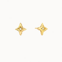 9ct Gold Star Studs with Diamond