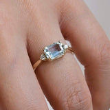 9ct Gold Three Stone Aquamarine Engagement Ring