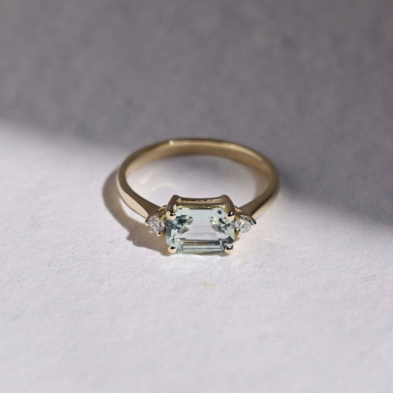 9ct Gold Three Stone Aquamarine Engagement Ring