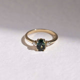 9ct Gold Three Stone Bicolour Sapphire Engagement Ring