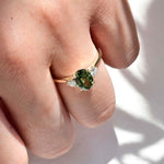 9ct Gold Three Stone Green Sapphire Wedfit Engagement Ring