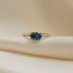 9ct Gold Two Tone Blue Sapphire Solitaire Entwined Engagement Ring