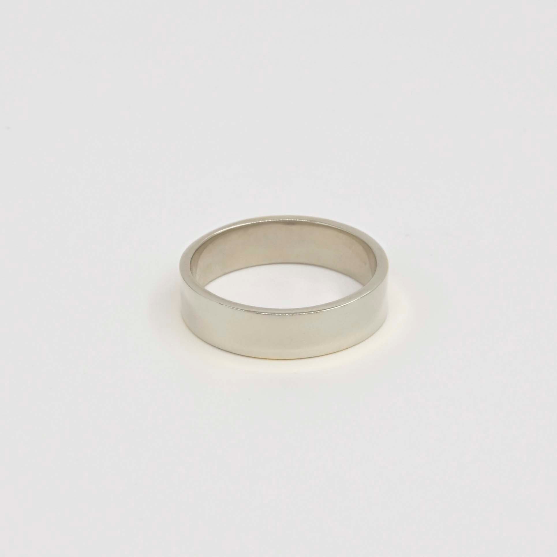 9ct White Gold Wide Flat Wedding Ring
