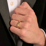 9ct Yellow Gold Diamond Wide Flat Wedding Ring