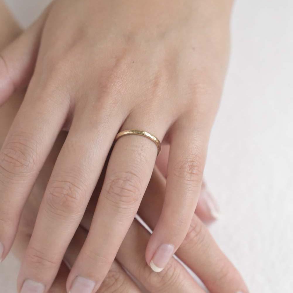 9ct Yellow Gold Hammered Delicate Wedding Ring