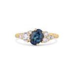 Asymmetric Blue Sapphire and Diamond Engagement Ring