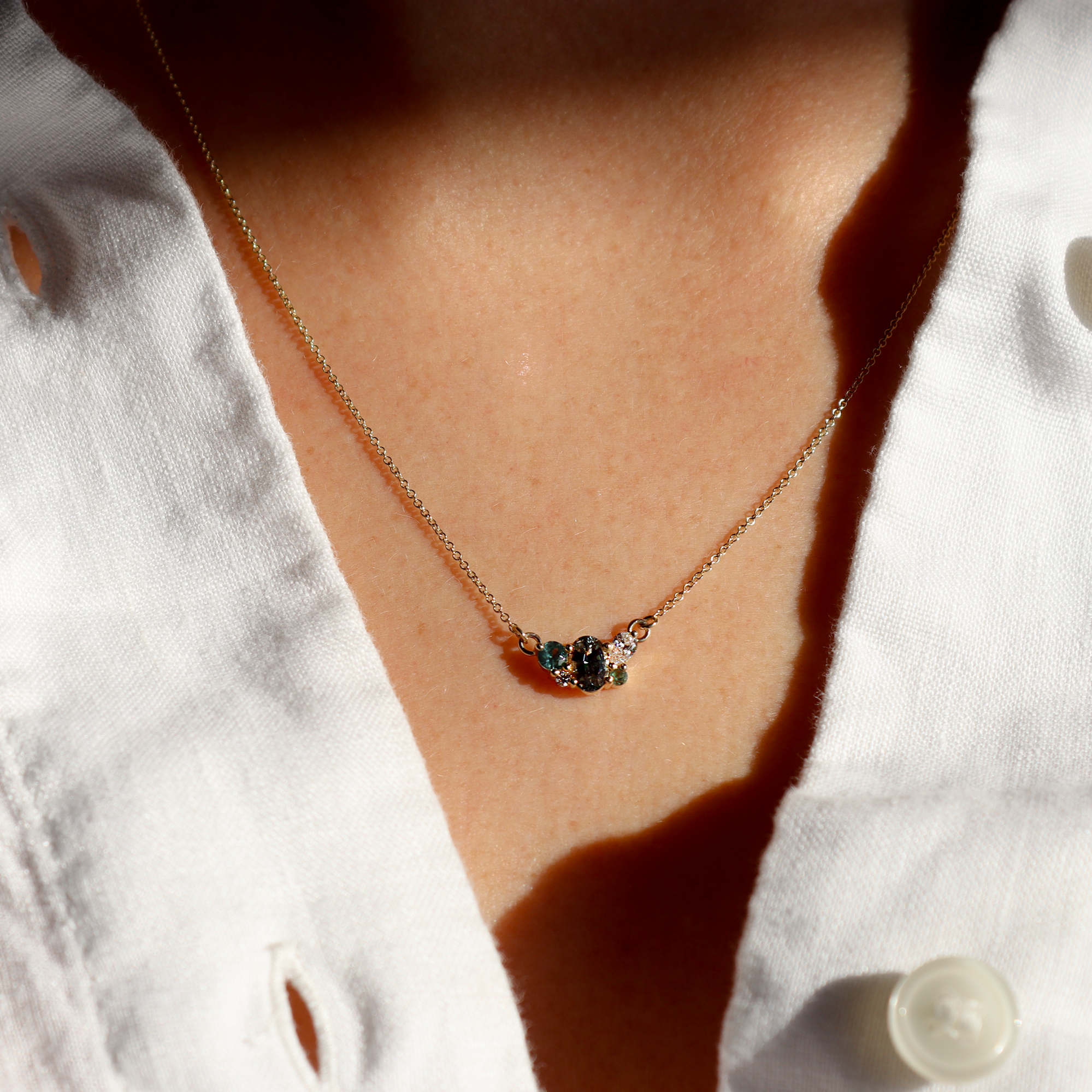 Azure Sapphire and Diamond Necklace