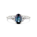 Blue Sapphire Engagement Ring with Scattered Diamonds