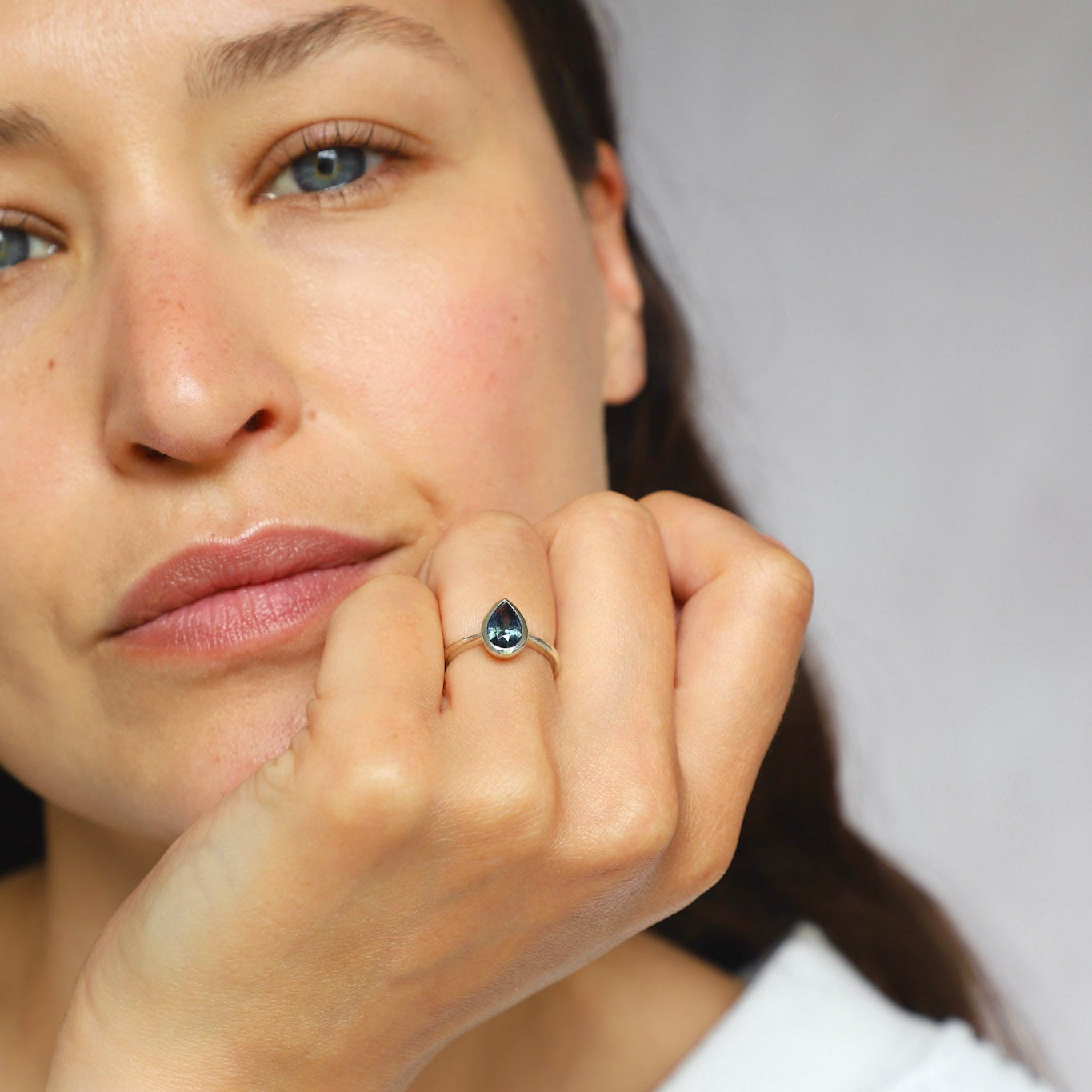 Blue Sapphire Pear Cut Engagement Ring