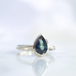 Blue Sapphire Pear Cut Engagement Ring