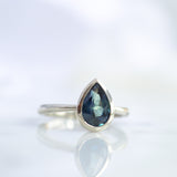 Blue Sapphire Pear Cut Engagement Ring