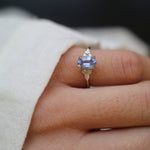 Cluster Cornflower Blue Sapphire and Diamond Engagement Ring