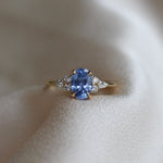 Cluster Cornflower Blue Sapphire and Diamond Engagement Ring