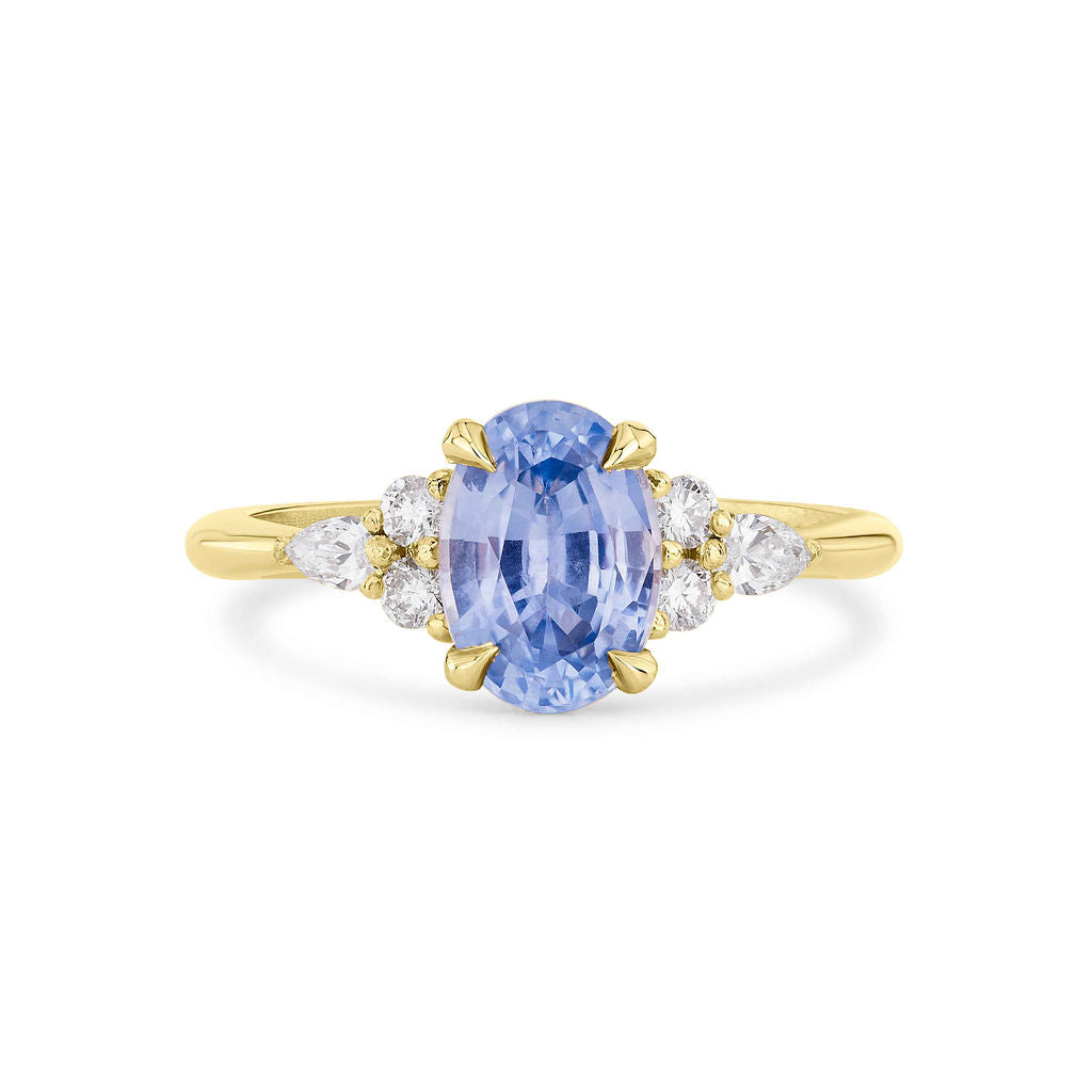 Cluster Cornflower Blue Sapphire and Diamond Engagement Ring