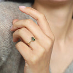 Green Pear Sapphire Solitaire Engagement Ring