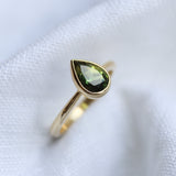 Green Pear Sapphire Solitaire Engagement Ring