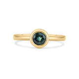 Green/Blue Sapphire Bezel Set Solitaire Engagement Ring