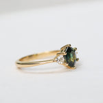 Hexagon Cut Green Sapphire Engagement Ring