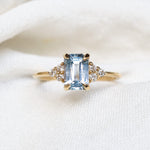 Light Blue Sapphire Baguette Cluster Engagement Ring