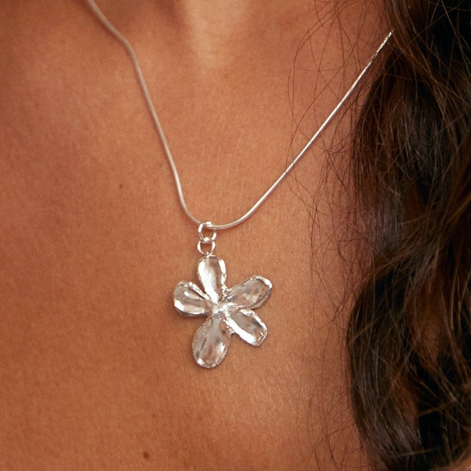 Silver Blossom Flower Necklace