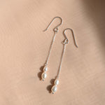 Silver Chain Pearl Drop Hook Earrings