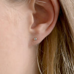 Silver Dainty Diamond Stud Earrings