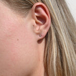 Silver Dainty Diamond Stud Earrings